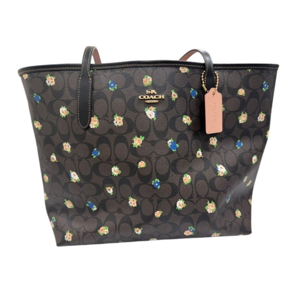 NEW!! COACH City Tote In Signature Canvas With Vintage Mini Rose Print